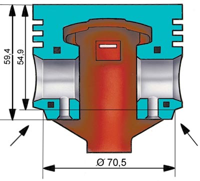 Схема удаления металла с поршня двигателя 21011 для подгонки его массы 